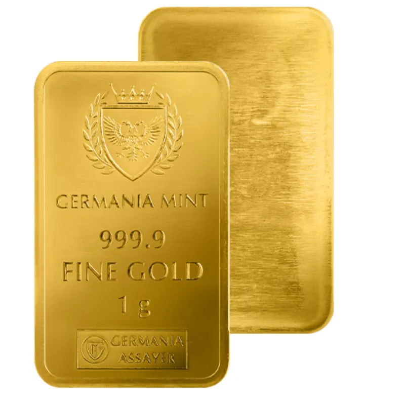1g Gold Happy Birthday Minted Bar -Germania Mint
