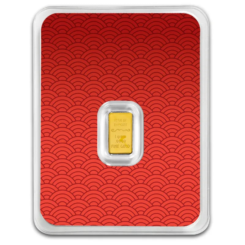 1g Gold Lunar Year of the Goat Proof-like Bar -MKS PAMP