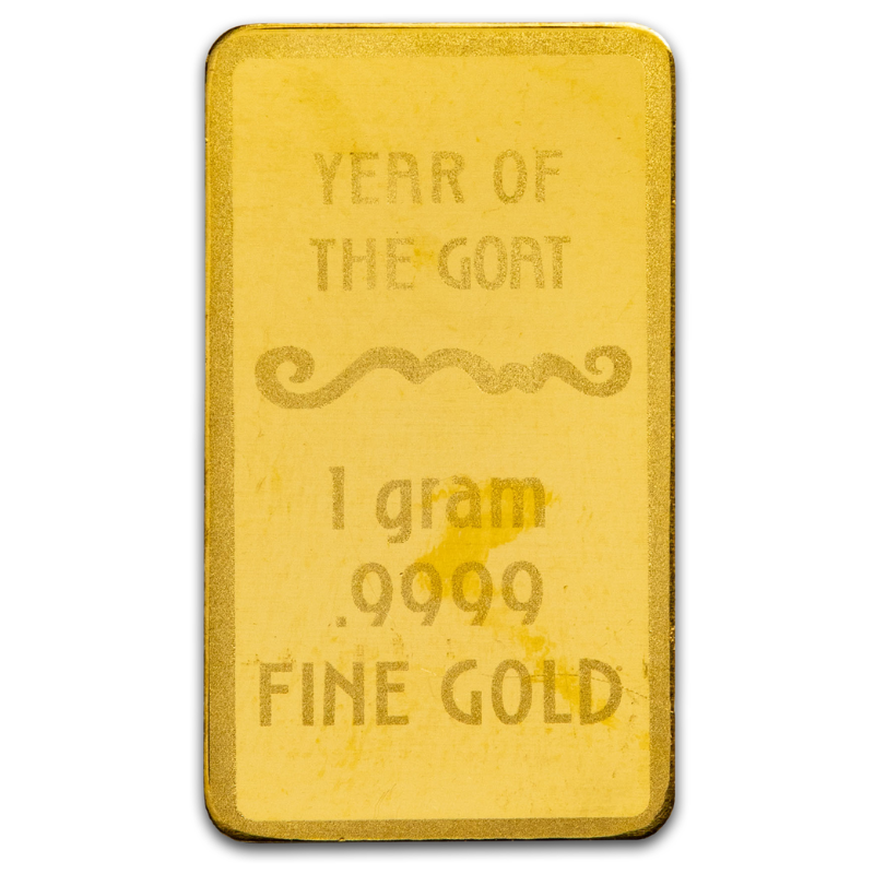 1g Gold Lunar Year of the Goat Proof-like Bar -MKS PAMP