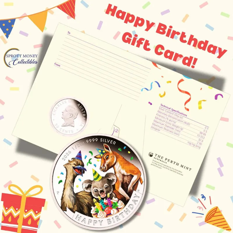 2026 Happy Birthday 1/2 oz Silver Proof Coloured Coin in Card - The Perth Mint