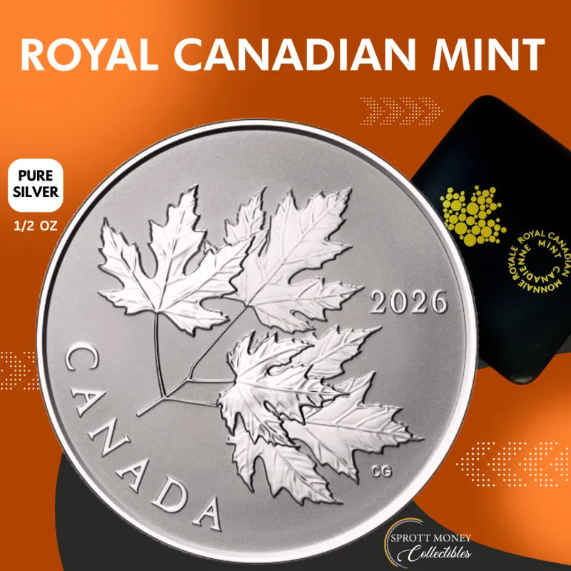 2026 ½ oz Gleaming Maple Leaves Fine Silver Coin - Royal Canadian Mint