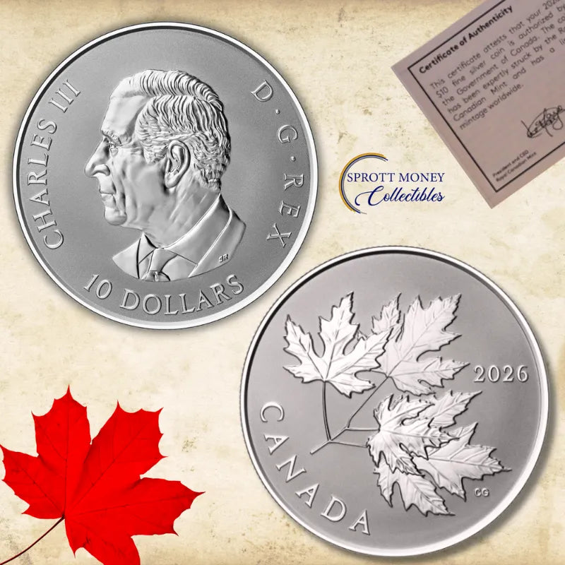 2026 ½ oz Gleaming Maple Leaves Fine Silver Coin - Royal Canadian Mint