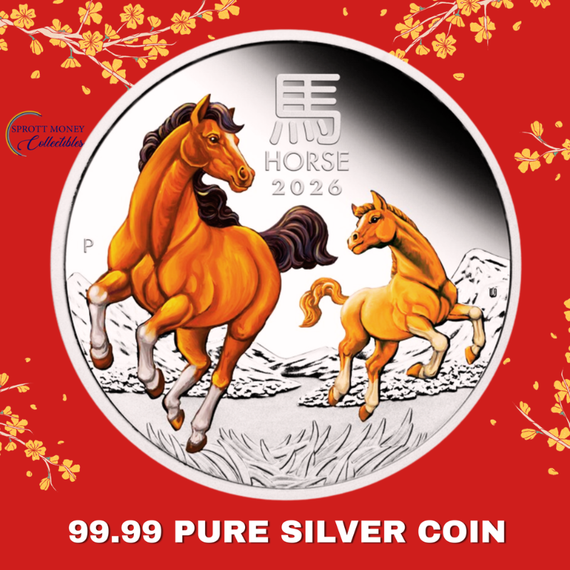 Australian Lunar Series III 2026 Year of the Horse 1 oz Silver Proof Coloured Coin The Perth Mint Sprott Money
