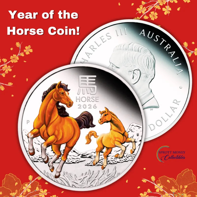 Australian Lunar Series III 2026 Year of the Horse 1 oz Silver Proof Coloured Coin The Perth Mint Sprott Money
