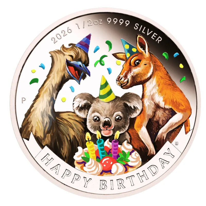 2026 Happy Birthday 1/2 oz Silver Proof Coloured Coin in Card - The Perth Mint