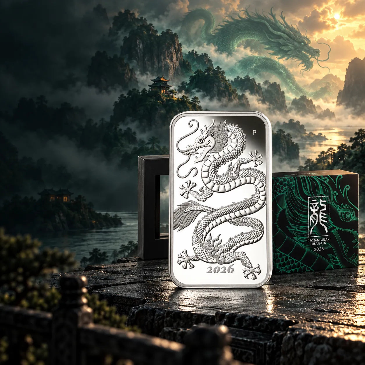 2026 1 oz. DRAGON Silver Proof Rectangular Coin- The Perth Mint
