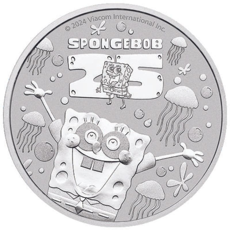 2024 Spongebob Squarepants 25th Anniversary 1 oz Pure Silver Coin