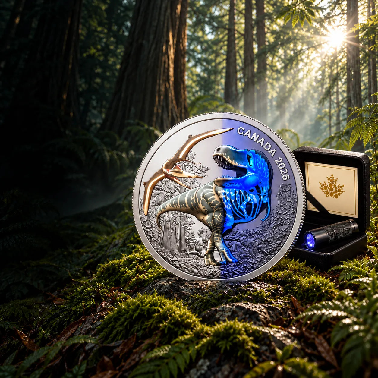 2026 1 oz. T. REX Silver Proof Coin with Flashlight- Royal Canadian Mint