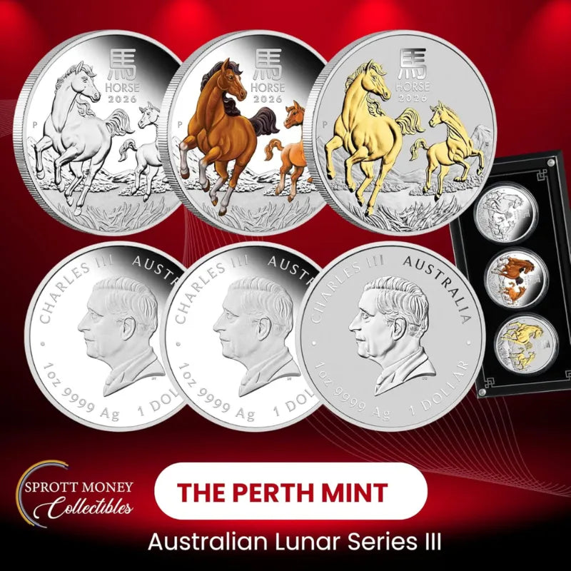 Australian Lunar Series III 2026 Year of The Horse 1oz Pure Silver Trio Set -The Perth Mint 