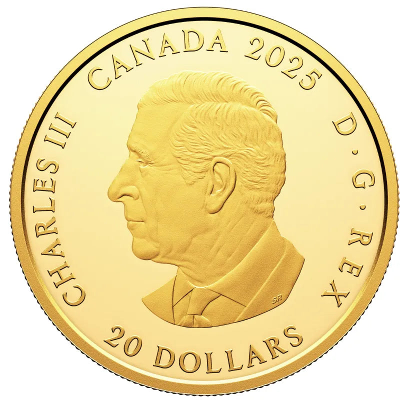 22025 1oz Fine Silver Coin The Gilded Sundial Gold-Plated Brass Gnomon- Royal Canadian Mint 