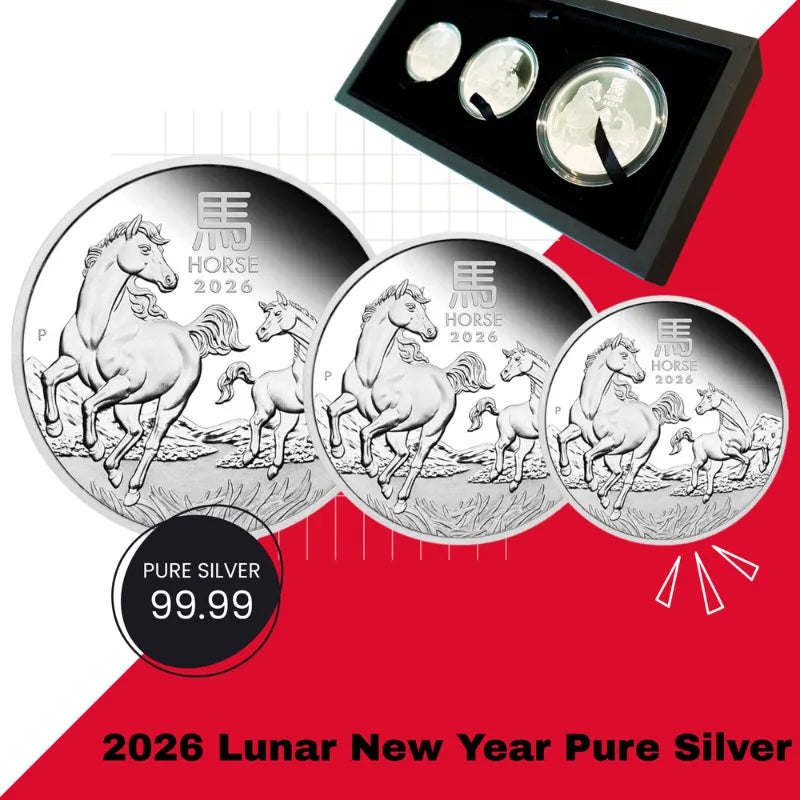 Australian Lunar Series III 2026 Year of Horse Silver Proof Coin Set The Perth Mint