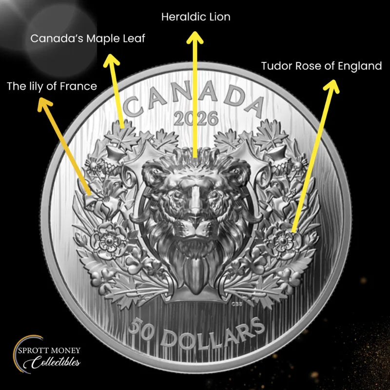 2026 2oz Pure Silver Heraldic Lion Coin -Royal Canadian Mint