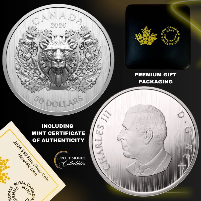 2026 2oz Pure Silver Heraldic Lion Coin -Royal Canadian Mint