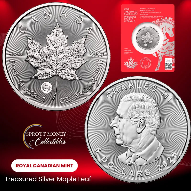2026 1oz Pure Silver Coin-Treasured Silver Maple Leaf: Privy Mark Year of The Horse