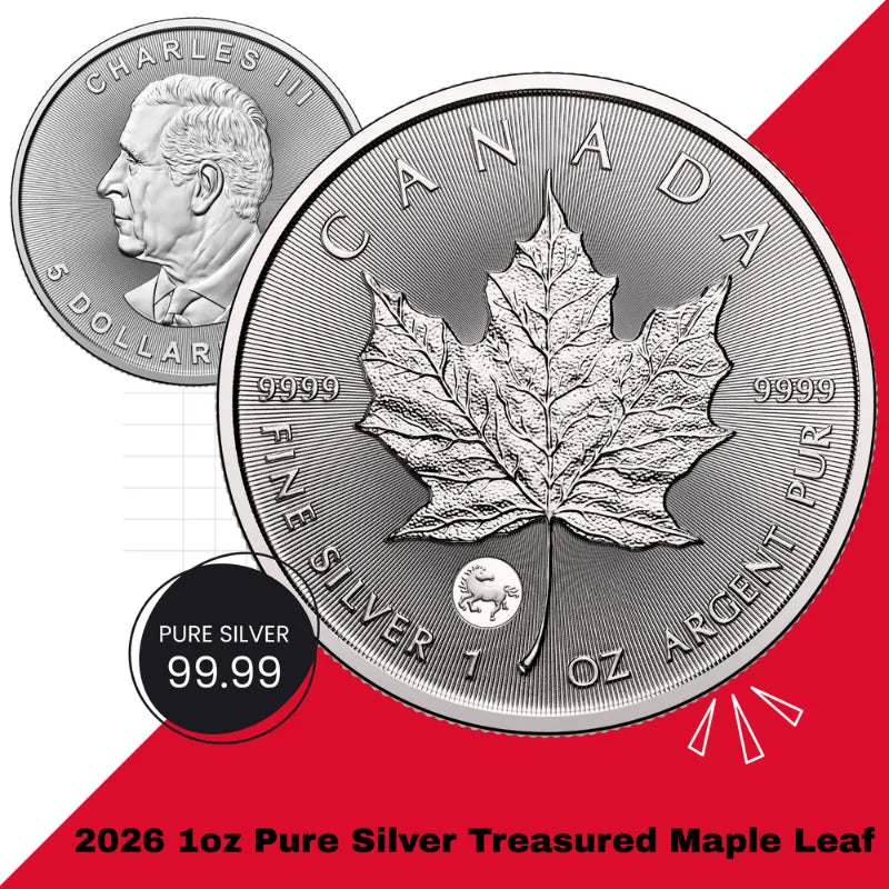 2026 1oz Pure Silver Coin-Treasured Silver Maple Leaf: Privy Mark Year of The Horse