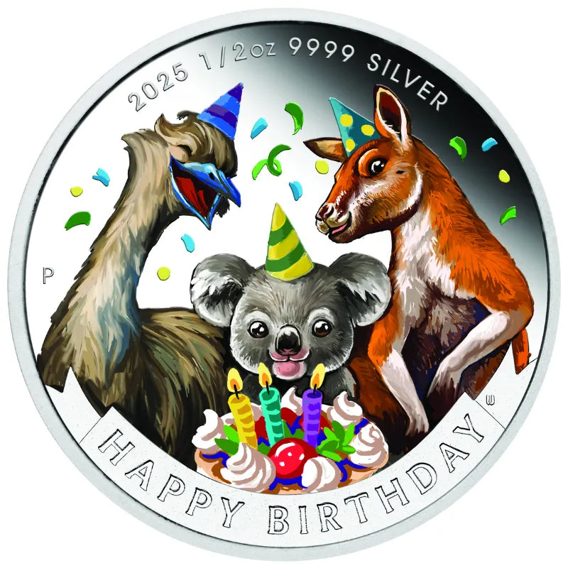2025 Happy Birthday 1/2 oz Silver Proof Coloured Coin in Card - The Perth Mint