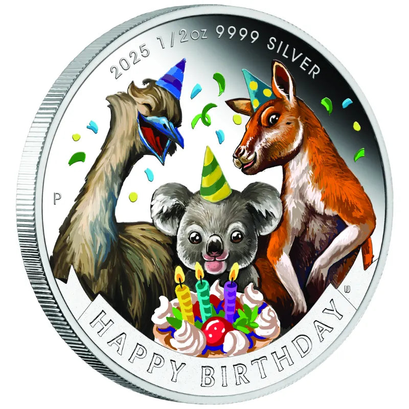 2025 Happy Birthday 1/2 oz Silver Proof Coloured Coin in Card - The Perth Mint