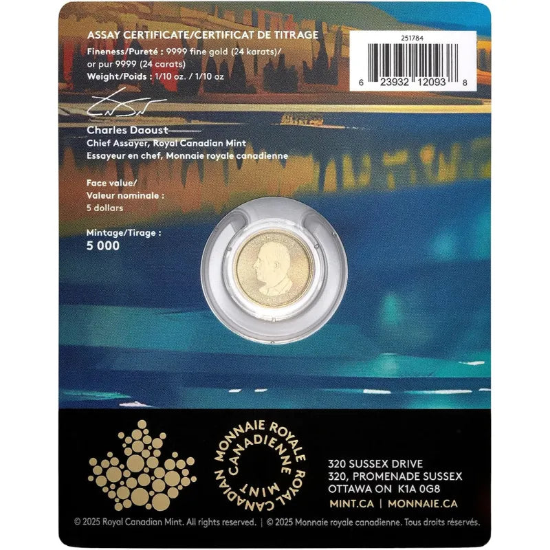 Treasured Gold Maple Leaf Wolf Privy Mark 1/10 oz Pure Gold Coin