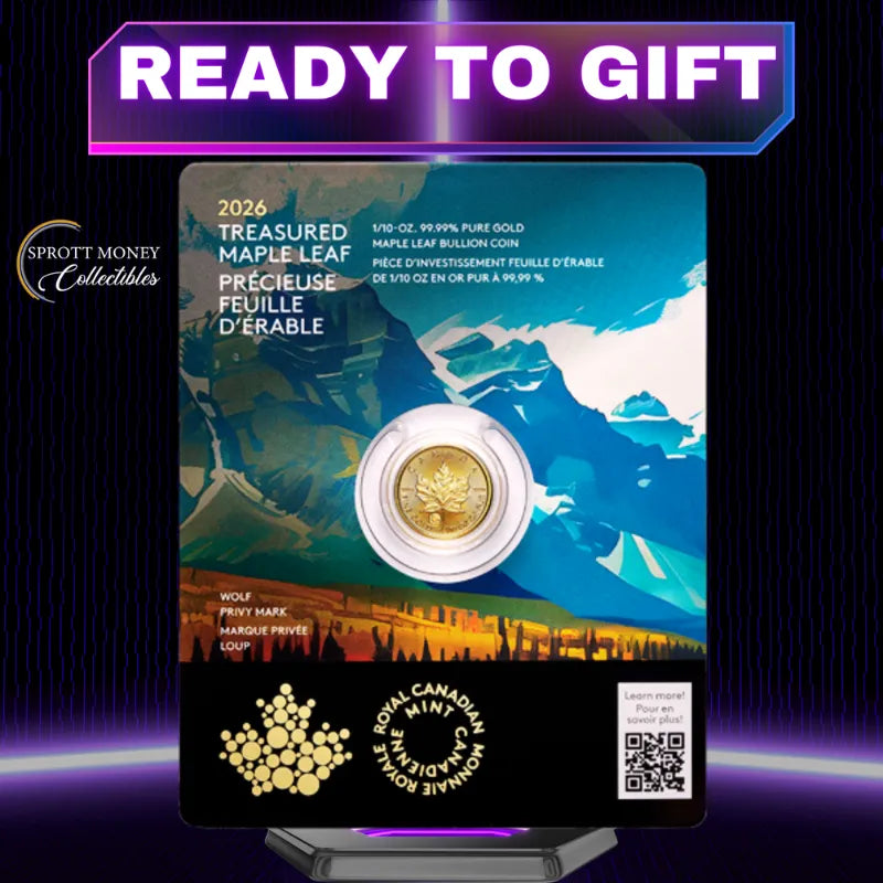 2026 Treasured Gold Maple Leaf Wolf Privy Mark 1/10 oz Pure Gold Coin - Royal Canadian Mint