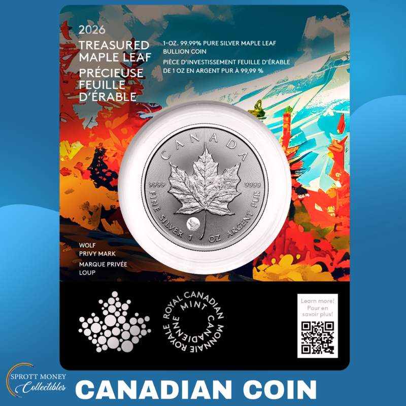2026 1oz Pure Silver Maple Leaf Coin-Treasured Silver Maple Leaf: Wolf Privy Mark - Royal Canadian Mint
