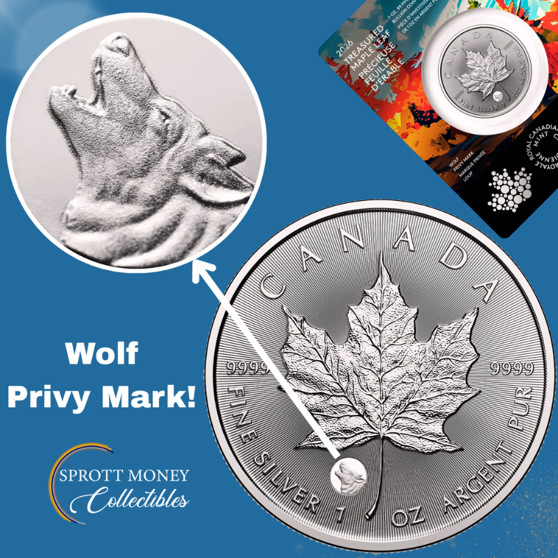 2026 1oz Pure Silver Maple Leaf Coin-Treasured Silver Maple Leaf: Wolf Privy Mark - Royal Canadian Mint