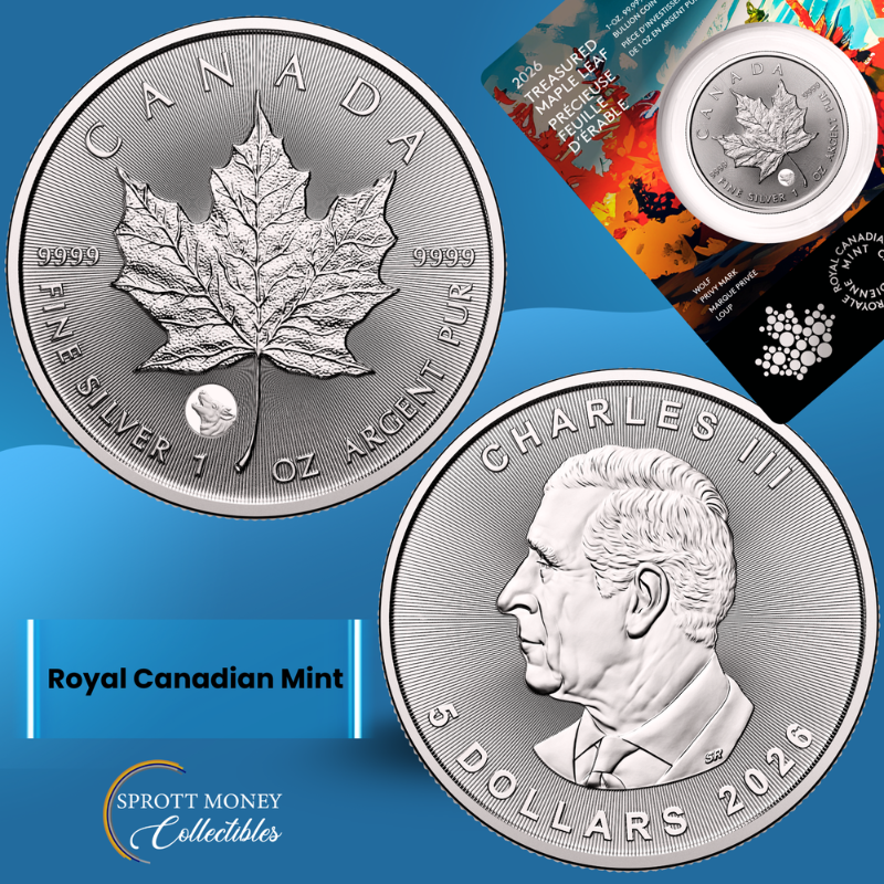 2026 1oz Pure Silver Maple Leaf Coin-Treasured Silver Maple Leaf: Wolf Privy Mark - Royal Canadian Mint