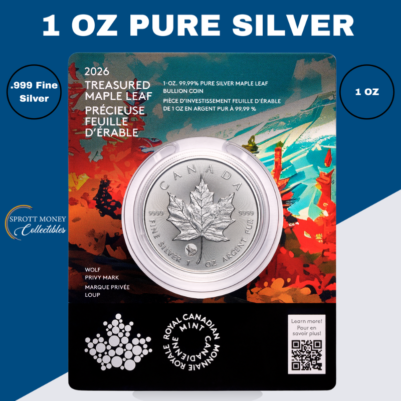 2026 1oz Pure Silver Maple Leaf Coin-Treasured Silver Maple Leaf: Wolf Privy Mark - Royal Canadian Mint