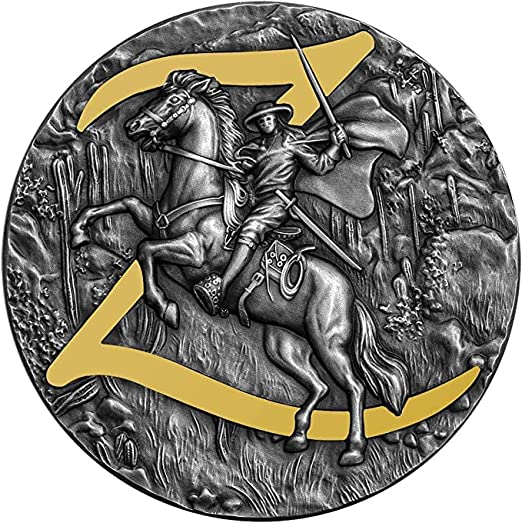 2021 Zorro 2 oz Antique Silver Coin - Sprott Money Collectibles