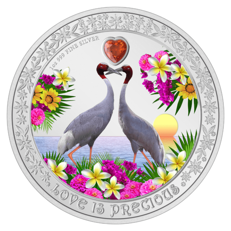 2024 Love is Precious Sarus Crane 1 Oz Silver Coin - Sprott Money Collectibles