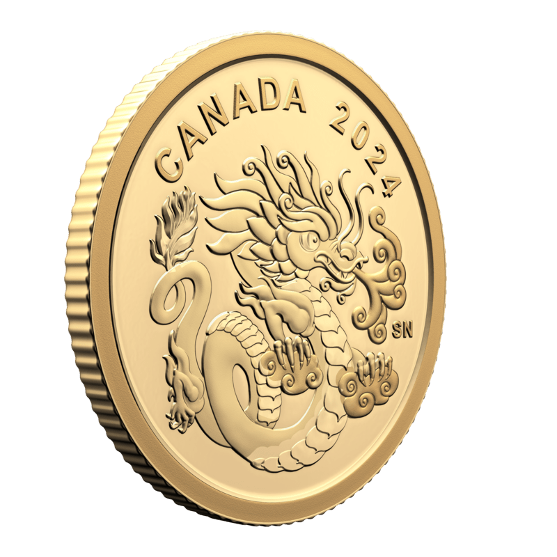 2024 Spirit Dragon 1/20 oz $8 Pure Gold Coin, Lunar Year of Dragon - Sprott Money Collectibles
