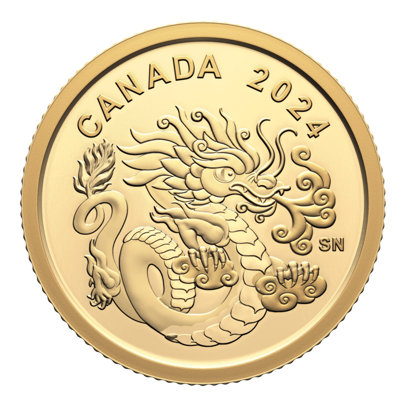 2024 Spirit Dragon 1/20 oz $8 Pure Gold Coin, Lunar Year of Dragon - Sprott Money Collectibles