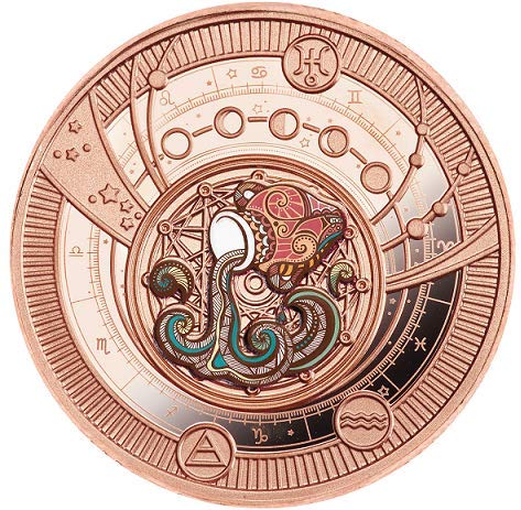 Aquarius Zodiac Sign Rose-Gold Plated Silver Coin / Pendant - Sprott Money Collectibles